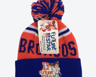 vintage denver broncos kids youth OSFA pom beanie winter hat skully deadstock NWT 90s