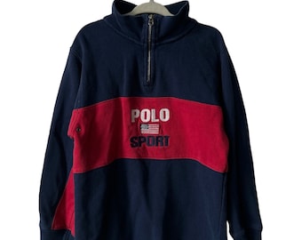 vintage polo sport by ralph lauren 1/4 zip sweatshirt jacket youth boys size 5 90s