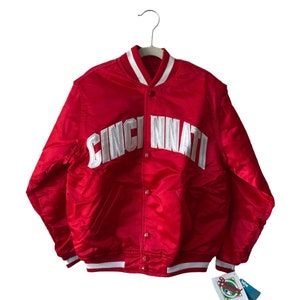 vintage cincinnati reds satin starter jacket youth size medium deadstock NWT 90s made in USA image 1