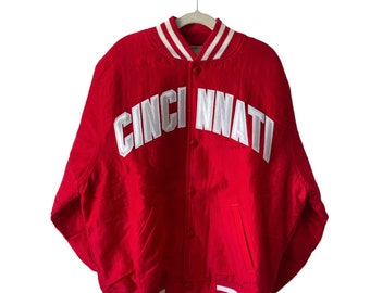 vintage cincinnati reds satin starter jacket youth size large deadstock NWT 90s made in USA