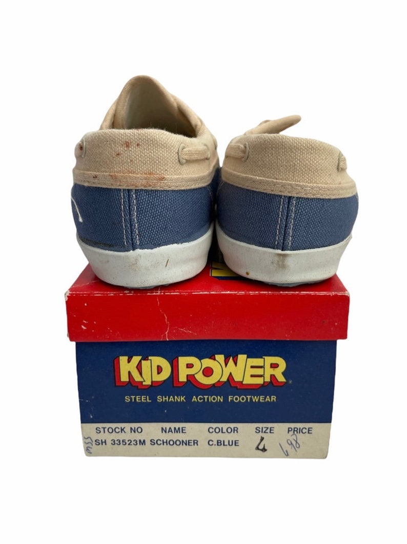 vintage kid power schooner boat shoes youth size 4 deadstock NIB 70s image 4