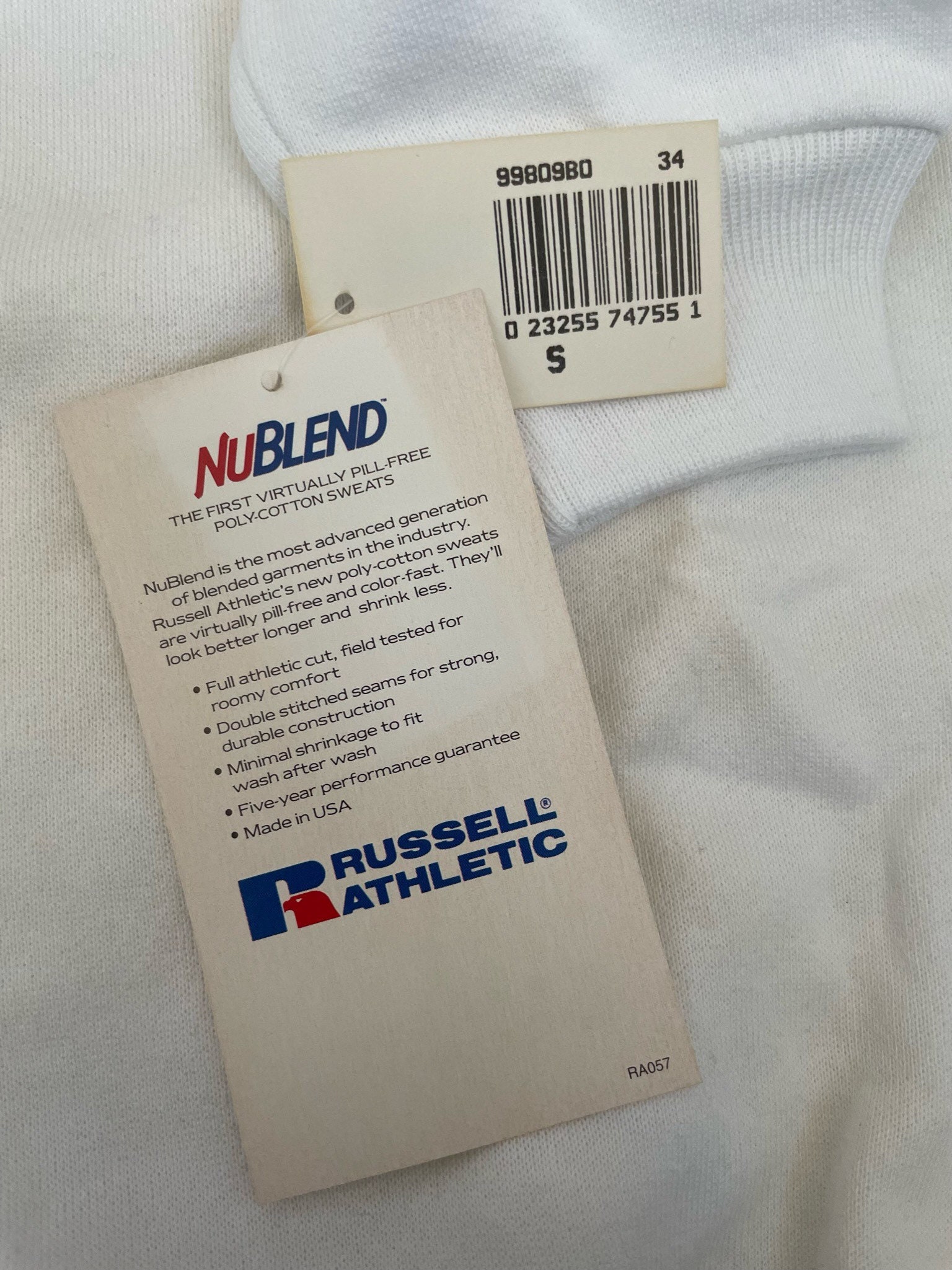 Felpa Vintage Russell Athletic Rossa, Girocollo, Taglia Small (S), Anni '70, NOS USA