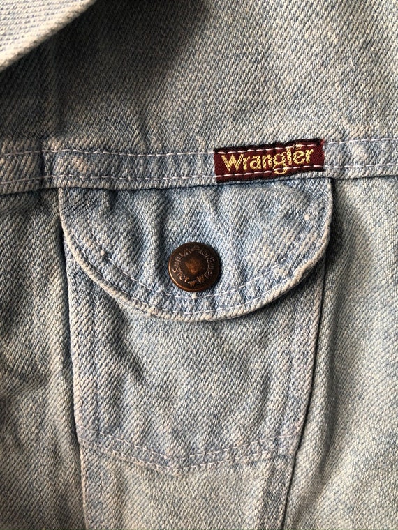 vintage wrangler light denim jean jacket boys kid… - image 4
