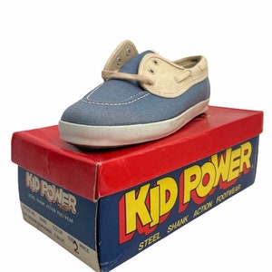 vintage kid power schooner boat shoes youth size 2 deadstock NIB 70s