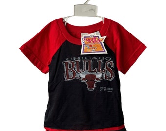 vintage chicago bulls t-shirt short set youth boys size 4 NWT deadstock 90s made in USA