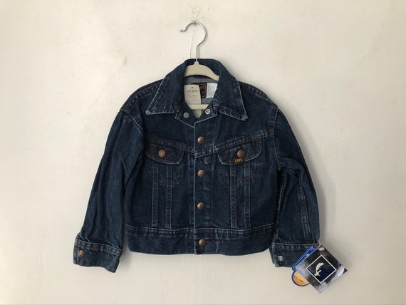 vintage lee denim jean jacket youth boys size 5 d… - image 1