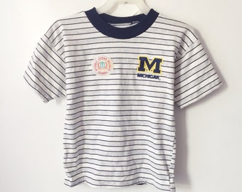 vintage university of michigan wolverines shirt / shorts set youth kids size 7 deadstock NWT 90s made in USA