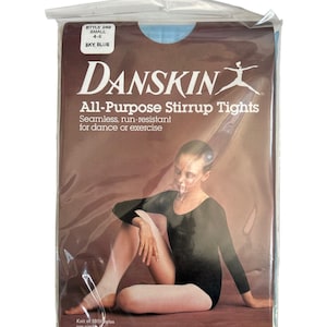 vintage danskin stirrup tights youth girls size small 4-6 deadstock NIP 80s made in USA image 1