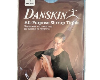 vintage danskin stirrup tights youth girls size small 4-6 deadstock NIP 80s made in USA