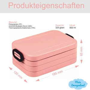 BENTO BOX Brotdose Take A Break Thermoflasche Ellipse Thermo-Lunchpot in Nordic Pink mit Name und Hase mit Schnecke image 2