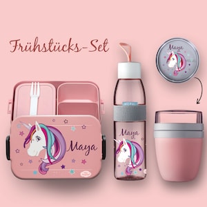 BENTO BOX Take a Break lunch box + Ellipse drinking bottle (for carbonated drinks) + Nordic Pink Unicorn Beauty cereal cup