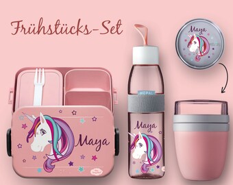 BENTO BOX Take a Break lunchbox + Ellipse drinkfles (voor koolzuurhoudende dranken) + Nordic Pink Unicorn Beauty mueslibeker