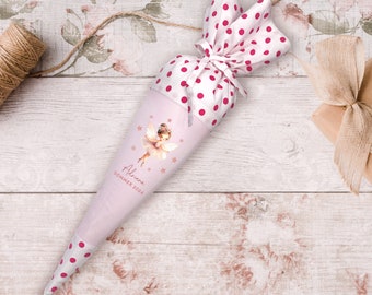Personalisierte Zuckertüte: Vom Papprohling zum Kuschelkissen I Magische Schultüte wird zum Kissen mit Motiv Blumenfee