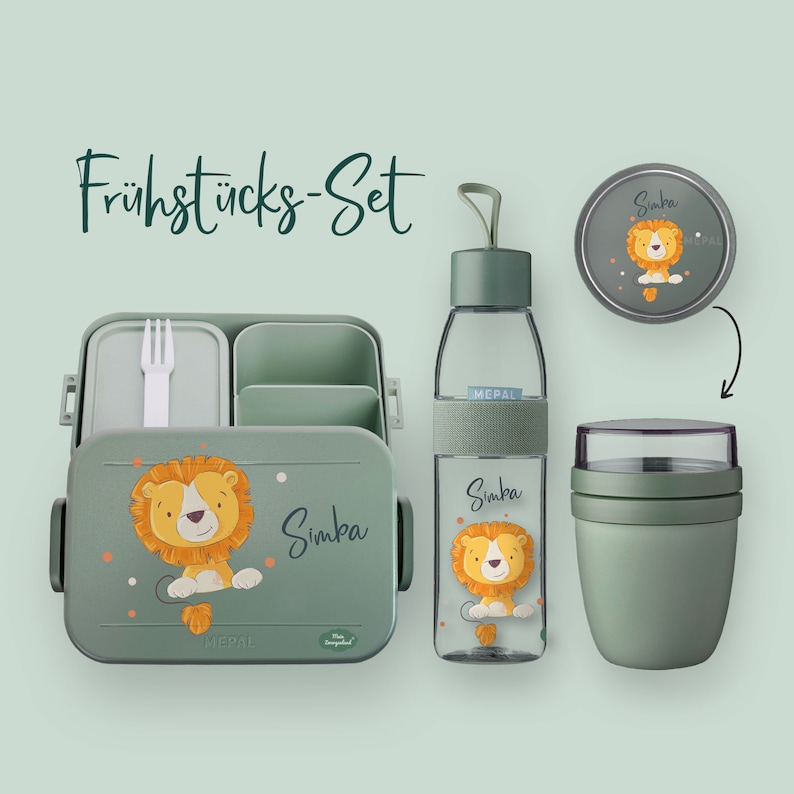 Mini backpack SET in the color MINT with the motif lion with dots image 5