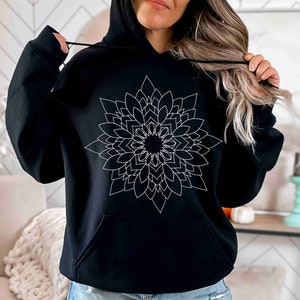 Hoodie hooded shirt pullover sweater yoga mandala boho