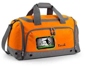 Sac multisports 41 litres orange avec motif nom et photo football