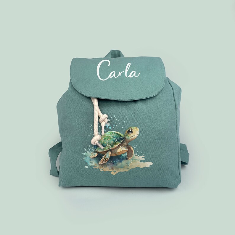 Mini Rucksack SET in der Farbe MINT mit dem Motiv Schildkröte Watercolor Nur Mini Rucksack