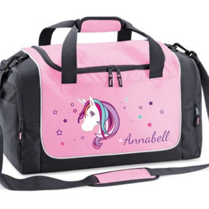 Sporttasche 38 Liter in Rosa mit Namen und Motiv Einhorn Beauty Bild 3