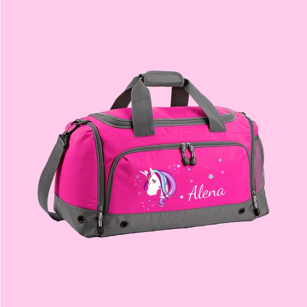 Multi-Sporttasche 41 Liter mit Namen und Motiv Einhorn Beauty