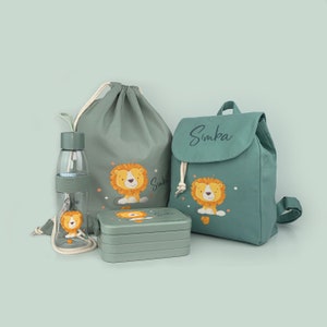 Mini backpack SET in the color MINT with the motif lion with dots Mini Rucksack SET