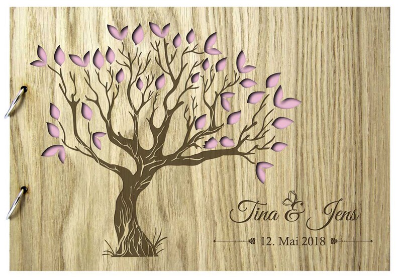 Personalized wooden wedding guest book with tree image 6