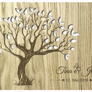 Personalized wooden wedding guest book with tree image 8