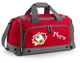 Multi-sports bag 41 liters in red with name and motif Football Germany