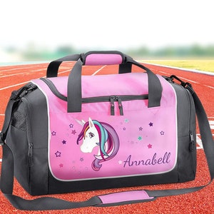 Sporttasche 38 Liter in Rosa mit Namen und Motiv Einhorn Beauty nur Sporttasche