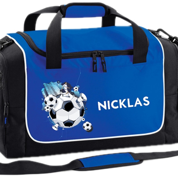 Sporttasche 38 Liter mit Name und Motiv Fußball Soccer City