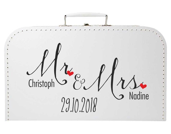 mit Vornamen des Brautpaares und Tag der Hochzeit Pappkoffer Hochzeit