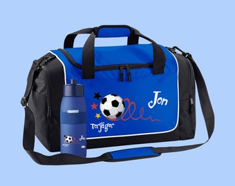 Sporttasche 38 Liter in Royal Blau mit Namen und Motiv Torjäger