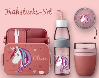 BENTO BOX Boîte à lunch Take A Break - Gourde Ellipse (pour boissons gazeuses) - Tasse à céréales Vivid Mauve Unicorn Beauty