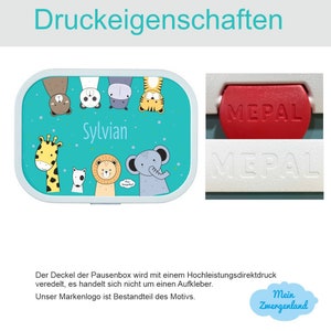 Brotdose Campus Bento Box Trinkflasche Wasserflasche in Türkis mit Name und Motiv Löwe Elefant Tiger nur Brotdose