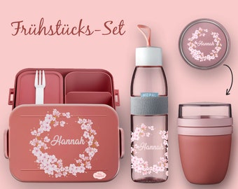 BENTO BOX lunch box Take A Break - drinking bottle Ellipse (for carbonated drinks) - cereal cup Vivid Mauve cherry blossom wreath