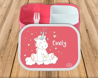 Lunch box Campus Bento Box Mepal with name and motif Unicorn Cutie