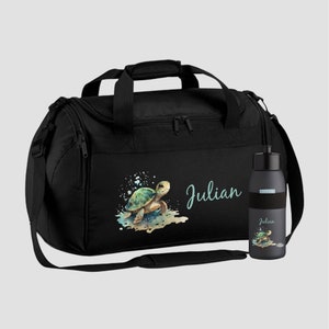 Sports bag 26 liters with name and turtle watercolor motif