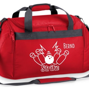 Sac de sport 26 litres avec nom et motif bowling Rot