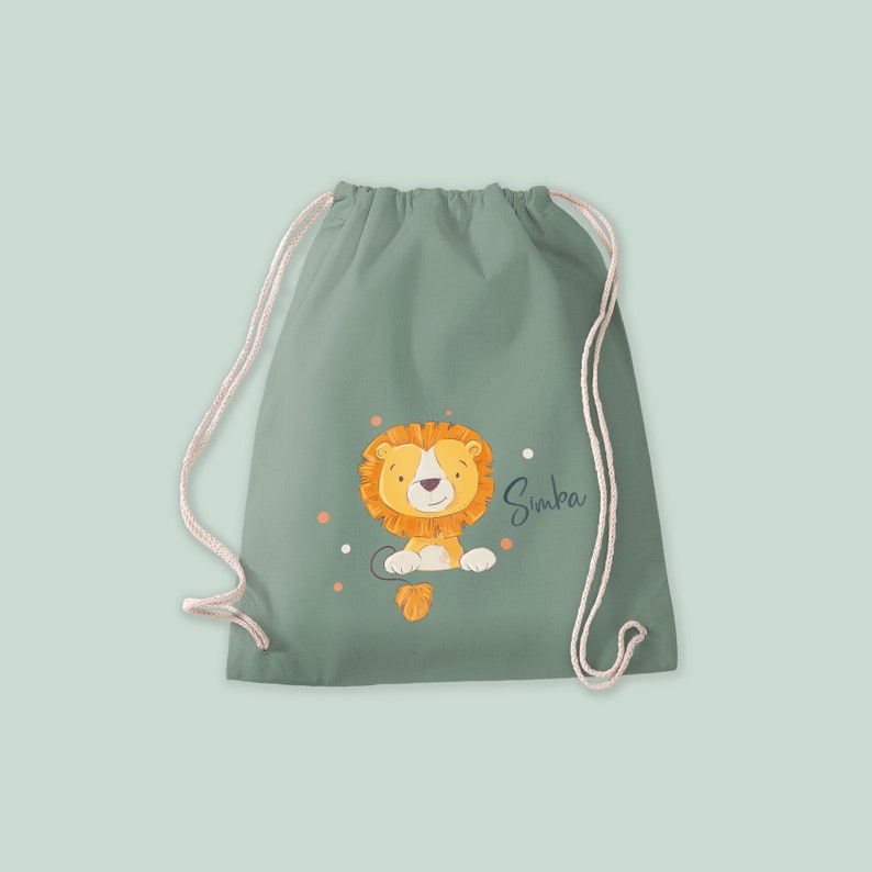 Mini backpack SET in the color MINT with the motif lion with dots Nur Turnbeutel
