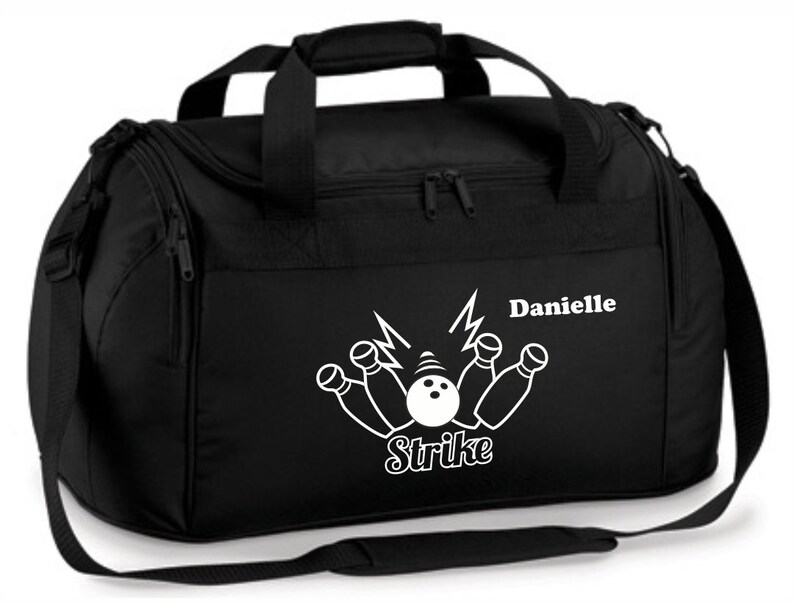 Sac de sport 26 litres avec nom et motif bowling Schwarz