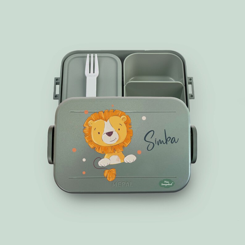 Mini backpack SET in the color MINT with the motif lion with dots Nur Brotdose