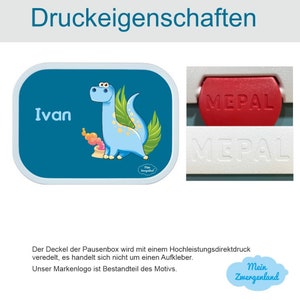 Brotdose Campus Bento Box und Trinkflasche in blau mit Name und Motiv Tiger mit Punkten image 9