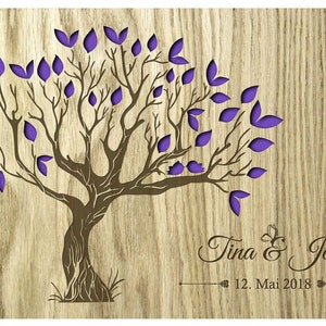 Personalized wooden wedding guest book with tree image 5
