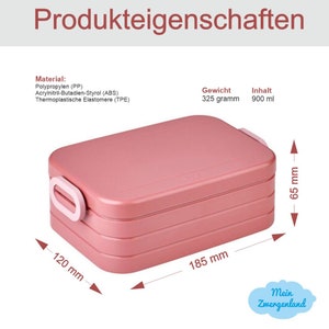 BENTO BOX Brotdose Take A Break Thermoflasche Ellipse Thermo-Lunchpot in Mauve Pink mit Name und Regenbogen Schmetterling Bild 2