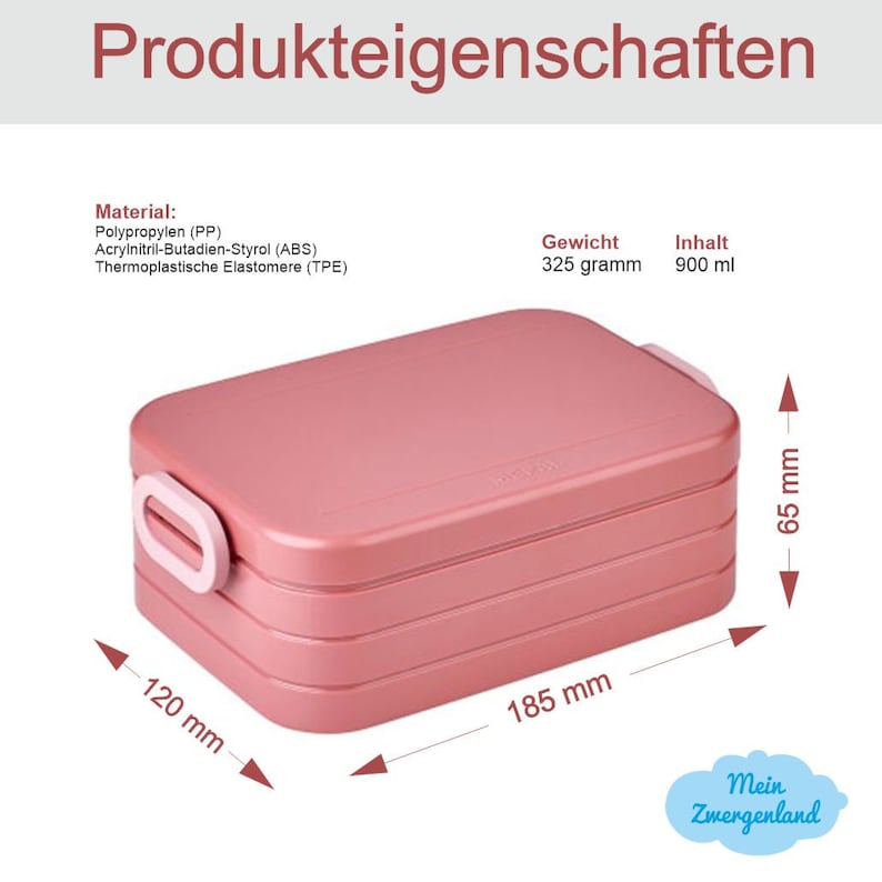 BENTO BOX Brotdose Take A Break Thermoflasche Ellipse Thermo-Lunchpot in Mauve Pink mit Name und Regenbogen Schmetterling Bild 2