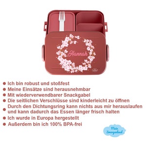 BENTO BOX Brotdose Take A Break Thermoflasche Ellipse Thermo-Lunchpot in Mauve Pink mit Name und Regenbogen Schmetterling Bild 5