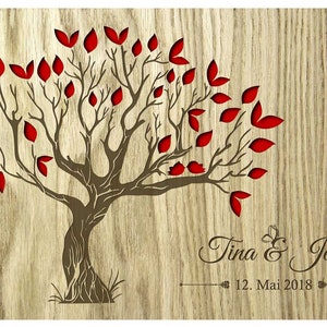 Personalized wooden wedding guest book with tree image 7