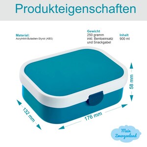 Brotdose Campus Bento Box und Trinkflasche in blau mit Name und Motiv Tiger mit Punkten image 8