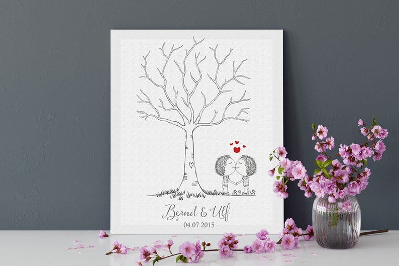 Fingerprint Tree wedding Guestbook men couple