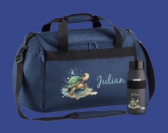 Sports bag 26 liters with name and turtle watercolor motif