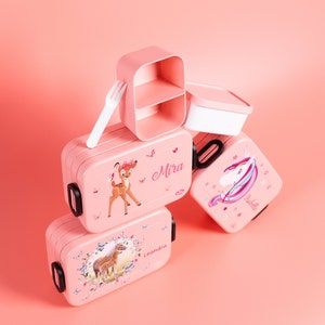 BENTO BOX Brotdose Take A Break Thermoflasche Ellipse Thermo-Lunchpot in Nordic Pink mit Name und Hase mit Schnecke Bild 6